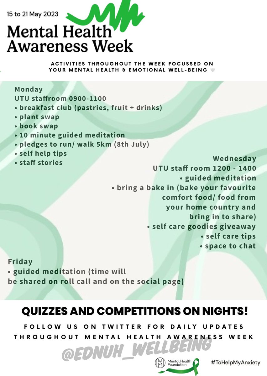TeamEDNUH Well-being Team (@ednuh_wellbeing) on Twitter photo Next week in <a href="/teamEDnuh/">teamEDnuh</a> + <a href="/TeamPaedsEDnuh/">Childrens ED NUH</a> #worldmentalhealthweek @TeamNUH <a href="/malia616/">Helen Malia</a> <a href="/Vmurali1988/">Vignesh Murali</a> <a href="/EDNUH_recruit/">TeamEDNUH Recruitment</a> Next week in <a href="/teamEDnuh/">teamEDnuh</a> + <a href="/TeamPaedsEDnuh/">Childrens ED NUH</a> #worldmentalhealthweek @TeamNUH <a href="/malia616/">Helen Malia</a> <a href="/Vmurali1988/">Vignesh Murali</a> <a href="/EDNUH_recruit/">TeamEDNUH Recruitment</a>
