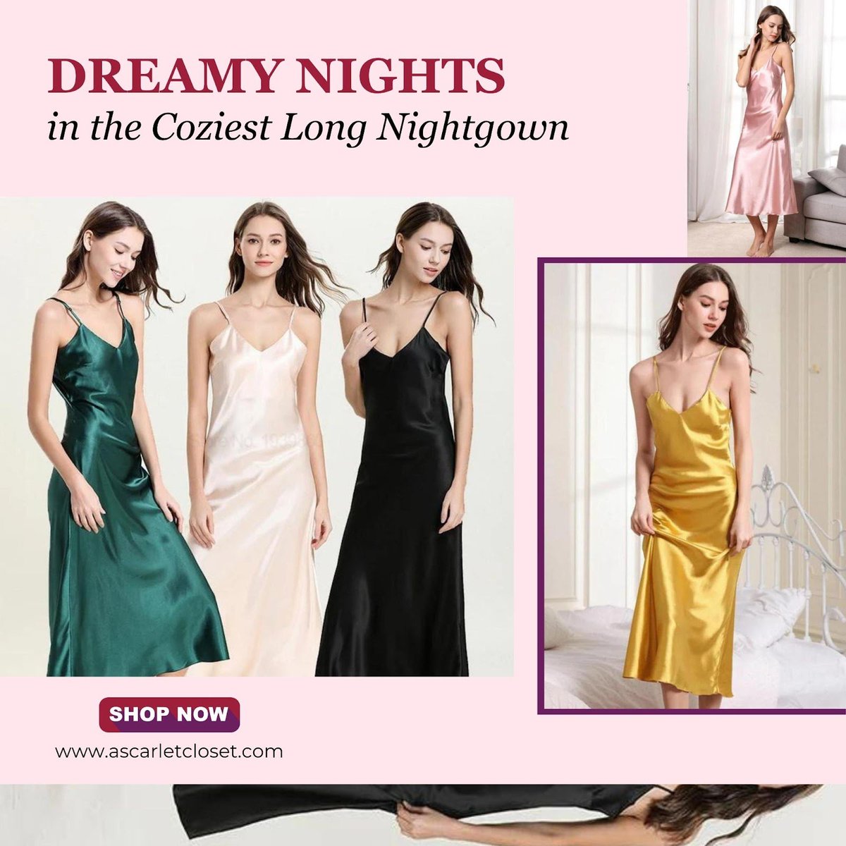 AScarletCloset's tweet image. Slip into something comfortable and get ready for a peaceful night's sleep with our long nightgown. 💤✨

Made with soft and breathable fabric, this nightgown will keep you cozy all night long.
----
Time flies, shop now at: ascarletcloset.com/products/lisa-… 
.
#NightgownLove #ComfyChic
