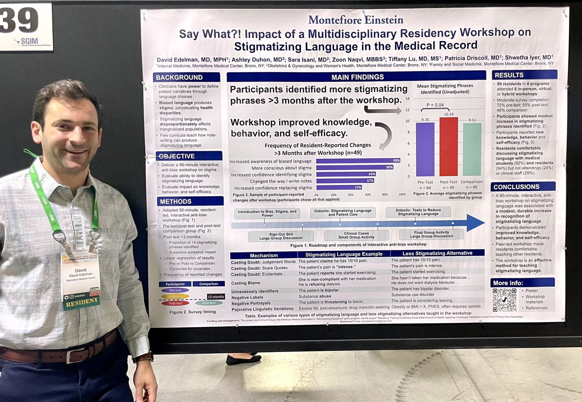 Isha1597's tweet photo. Our words matter so much. We’re all guilty of using language that can be stigmatizing - it’s important to recognize and change this so our patients aren’t treated unfairly and turned away from treatments they deserve. Thank you for sharing this lovely poster @d_edelman9! #SGIM23 https://t.co/hP4khPGngm