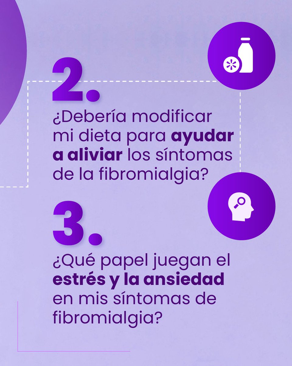 PanlarLeague's tweet photo. 🟣Tu consulta es tu oportunidad de obtener respuestas y conocimientos que te ayudarán a cuidar mejor de ti mismo. ✍🏼Aquí te presentamos 3 preguntas que puedes hacerle a tu médico si tienes Fibromialgia. #PacientesPANLAR #DíaMundialDeLaFibromialgia https://t.co/2y3K9pPXbH