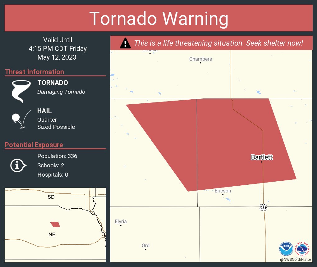 NWS North Platte on Twitter "Tornado Warning continues for Bartlett NE