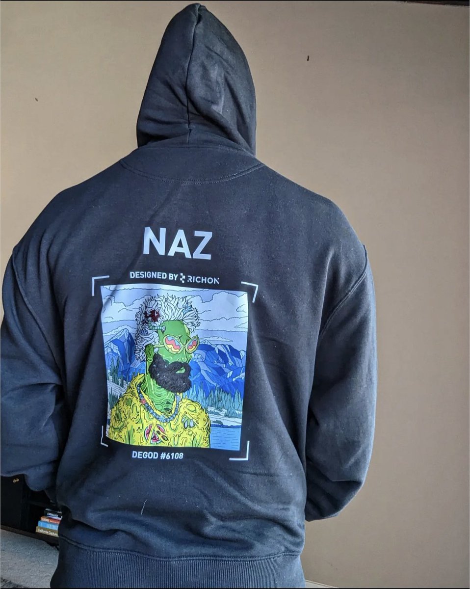 Coming in hot with the Naz Hoodie 💦

Absolute beauty from my boy <a href="/NFT_HODL_MOON/">HODLMOON</a> at <a href="/Richon_io/">Richon</a>! 

Quality of the martial is unreal and fits perfectly. 

Highly recommend🫡

Appreciate you ser👊🏾