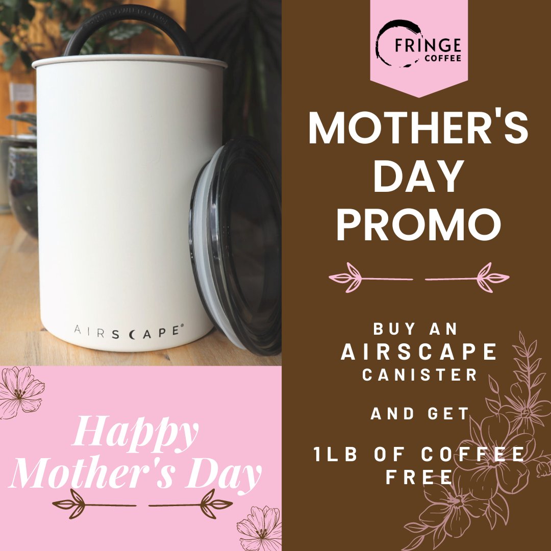 Make Mom's day extra special with our Mother's Day promo! Buy one Airscape container and get 1lb of free coffee to fill it up. Keep her coffee fresh and delicious for longer. ☕️💐 #coffee #fringecoffee #fringecoffeeyyc #cafe #mothersday #motherday #yyc #calgary #coffeeshop