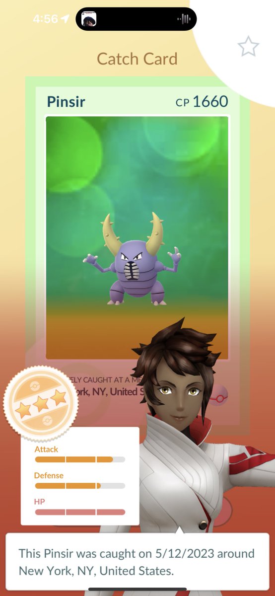 CryptikFeline's tweet image. Shiny Pinsir from a Mega Pinsir raid ! ✨✨#pokemongo #megaraid