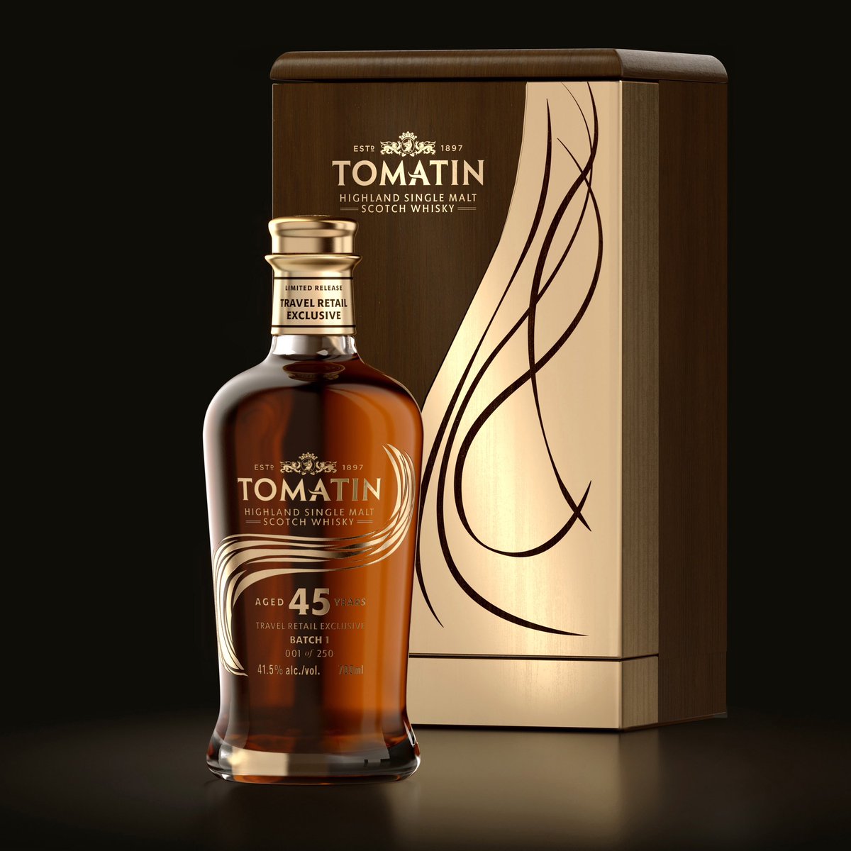PocketRocketLtd's tweet photo. We’ve had the pleasure of designing a new pack for our client, @Tomatin1897. This piece is for their recently launched 45 Year Old product, which is part of their new premium range. The pack's striking wooden box showcases what matters to them. #design #packaging #whisky #scotch https://t.co/jjnI2CHEsI