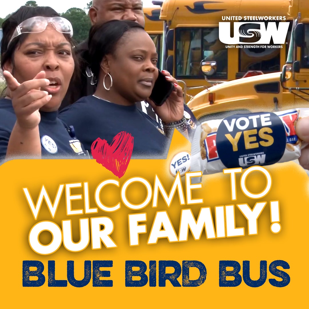 OMG, OMG,OMG! Blue Bird bus workers have won their election to join our union!!! 🙌  Welcome to the family!!! More: usw.to/4m1 #1u #EverybodysUnion #UnionYes