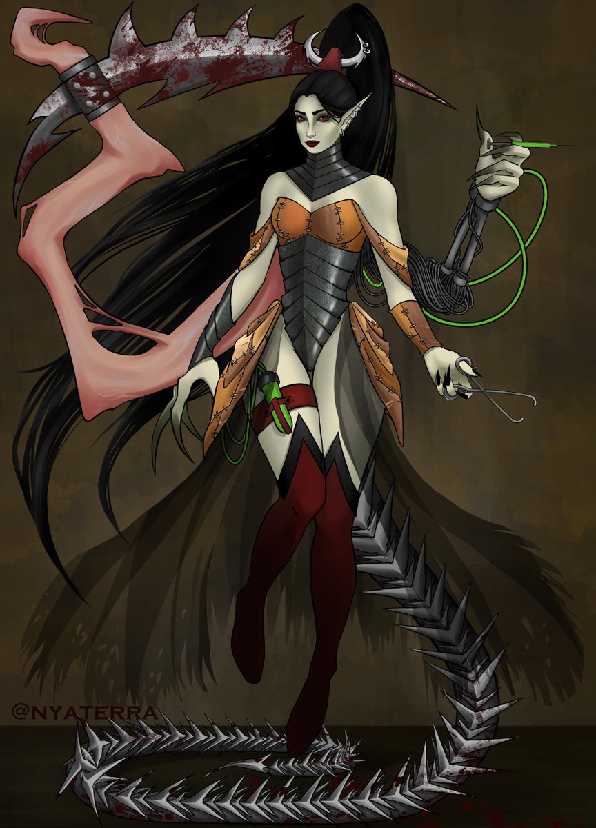 nyaterra's tweet photo. Kinda stepped away from what I usually draw to try out something new, I think she turned out pretty well 🥰
#WarhammerArt #warhammer #warhammer40k #WarhammerCommunity #Drukhari #darkeldar #haemonculus #ArtistOnTwitter #DigitalArtist #ArtistOnTwitter https://t.co/eaL57DQCEY