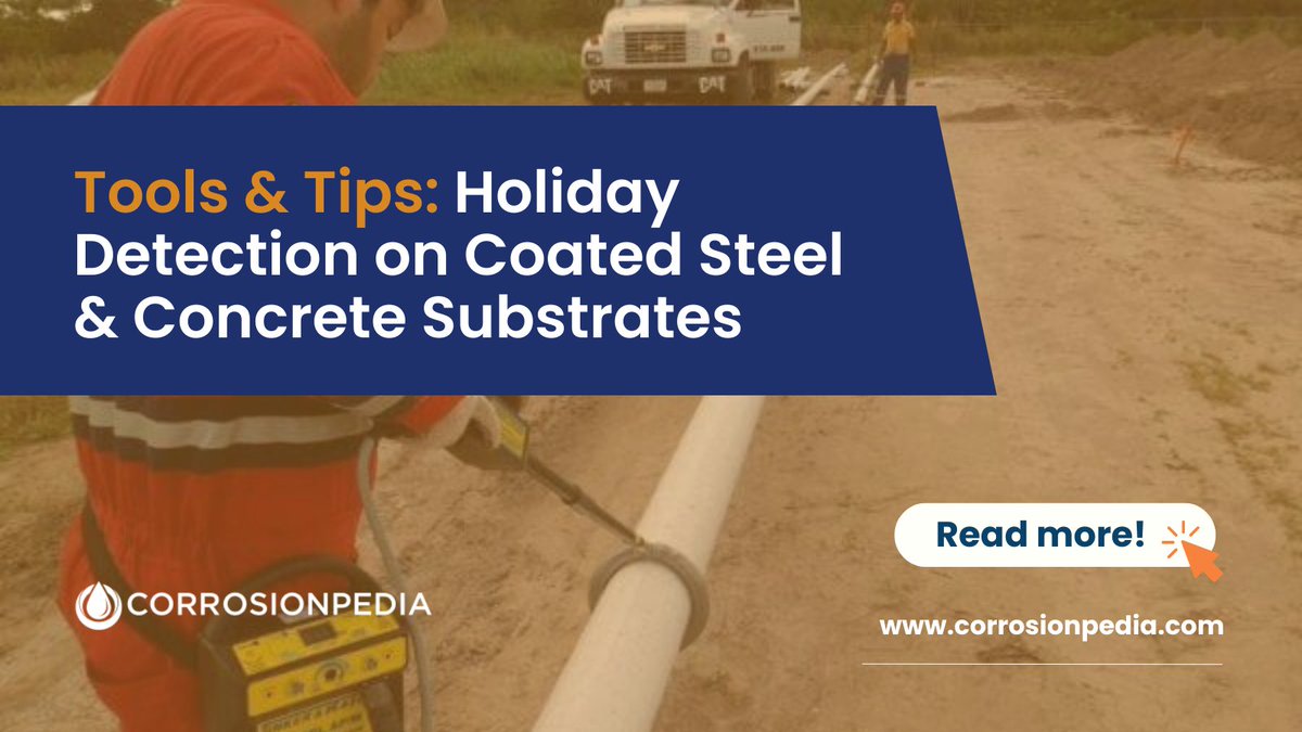 corrosionpedia's tweet photo. Coating inspector Tom Swan recommends detecting pinholes using voltage testers on metallic and concrete surfaces.
Tap to learn more: https://t.co/zL38UcgUb0
#CoatingInspection #PinholeDetection #LowVoltageTester #HighVoltageTester https://t.co/0Q60o9X2A5