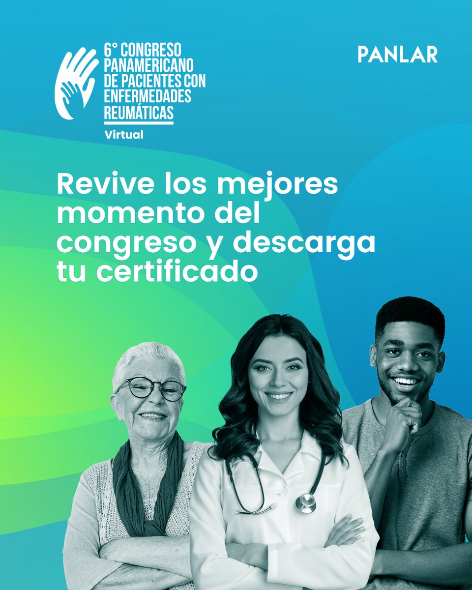 PanlarLeague's tweet photo. ¿Te perdiste la oportunidad de participar en el 6° Congreso Panamericano de Pacientes con Enfermedades Reumáticas? Puedes revivir este gran evento a través de nuestra pagina web y descargar tu certificado: https://t.co/79IIKSCutl
#PacientesPANLAR https://t.co/lrl74XDNEm