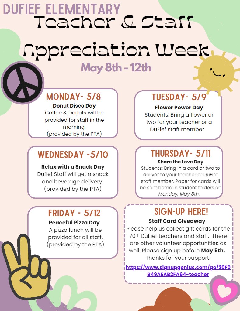 TheEdugator's tweet photo. This week we celebrated the GROOVIEST staff in @MCPS.  Thanks to our @DuFiefDragons PTA for helping us to recognize our amazing staff. https://t.co/pNzUAgnck8