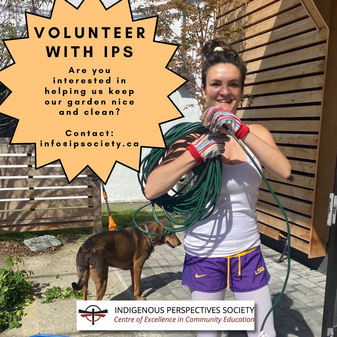 Are you interested in volunteer for an Indigenous organization?

Love getting your hands in the soil?

We're looking for a volunteer who would love to spend an hour every few weeks to keep our front and back gardens up to share.

Contact: info@ipsociety.ca
#YYJ #YYJVolunteer