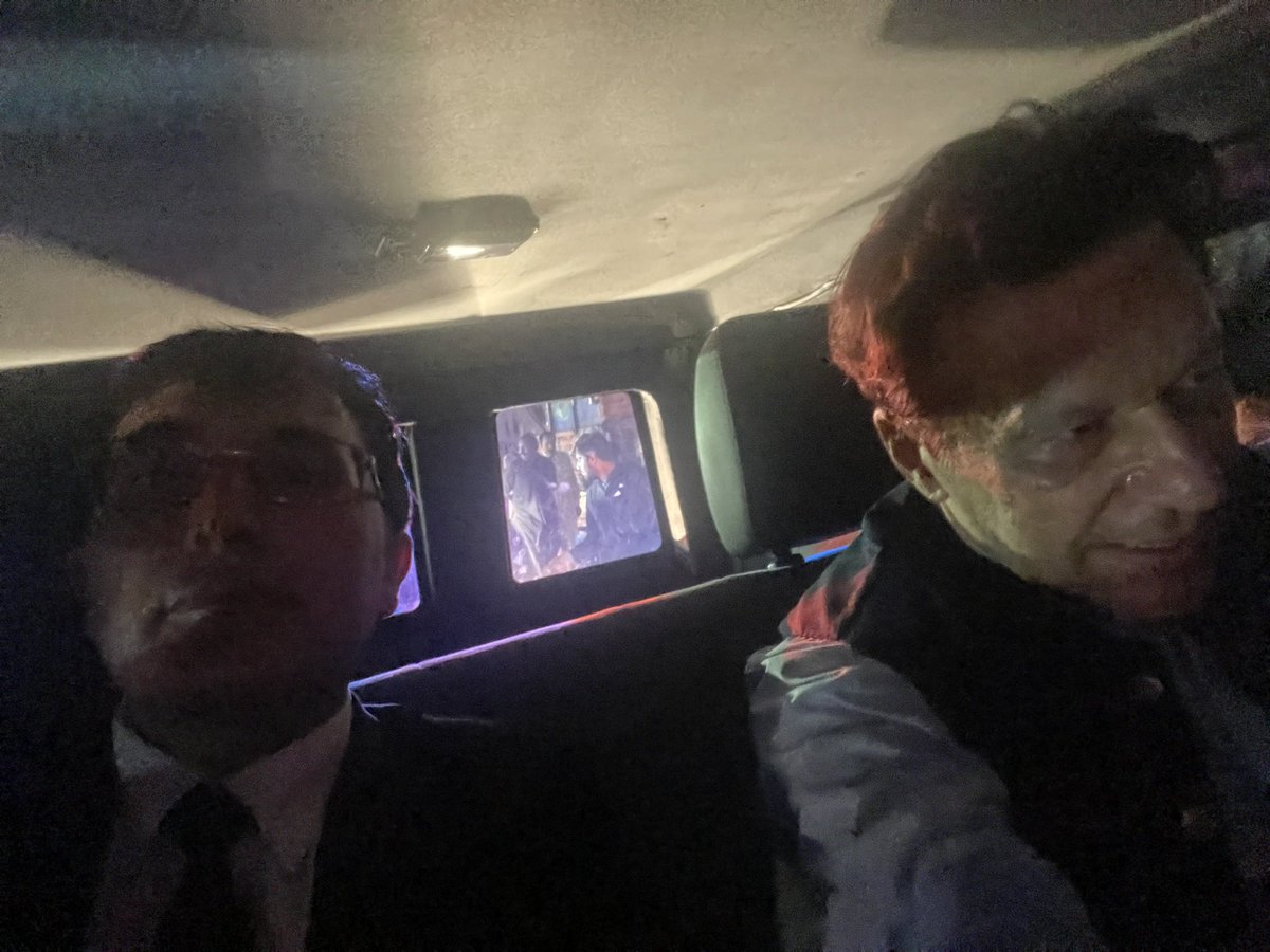 BarristerGohar's tweet photo. Had a pretty busy day with Imran Khan and now on our way to Lahore after bail. https://t.co/395H3ttFbn