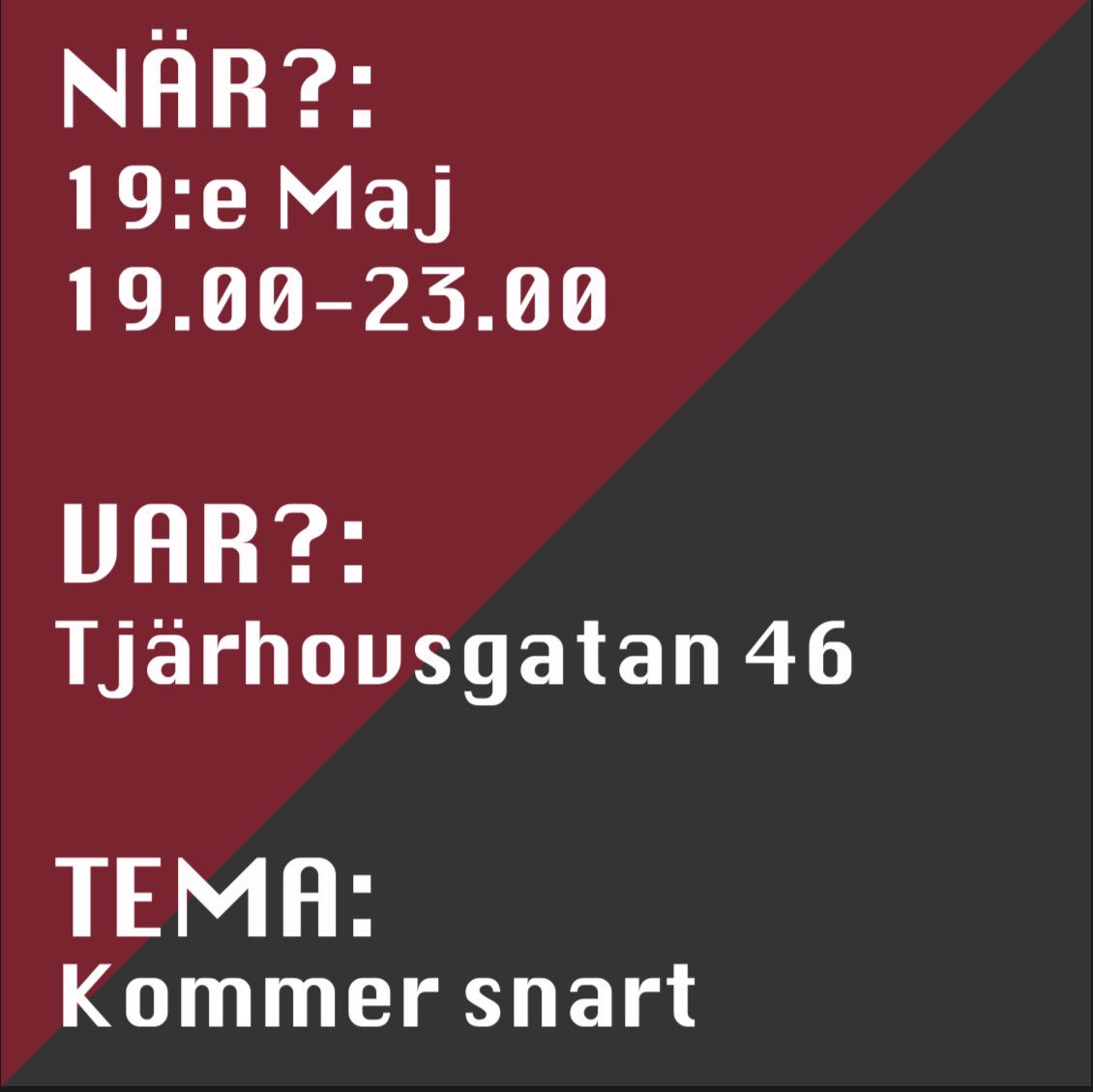 SUFsthlm's tweet photo. Ny månad, nytt nattcafé! Välkommna! https://t.co/CHjgbmT6GY