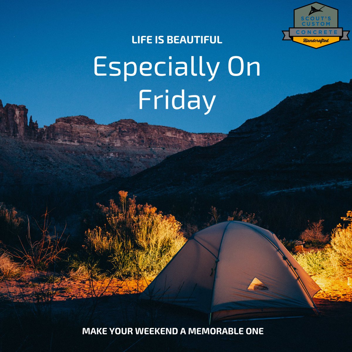 scoutsconcrete's tweet photo. Life is beautiful, especially on Friday. Make your weekend a memorable one. How have you made your weekends magical? #happyfriday #magic #makememories #weekend https://t.co/QV7UVWqIqv