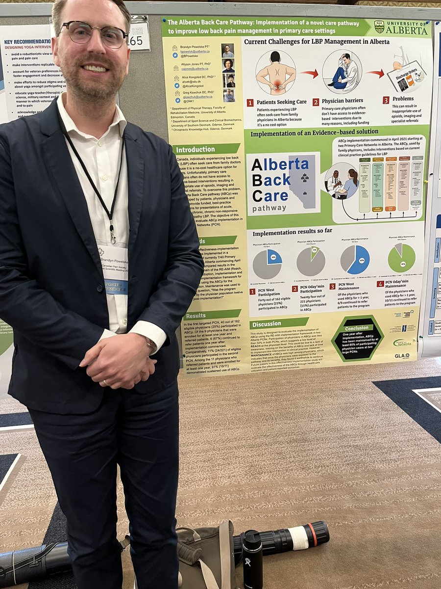 Happy to be apart of the <a href="/CanadianPain/">Canadian Pain Society</a> poster presentations talking about the Alberta Back Care pathway and @GLADBackAlberta 
<a href="/UofARehabMed/">UAlberta Rehab Med</a>