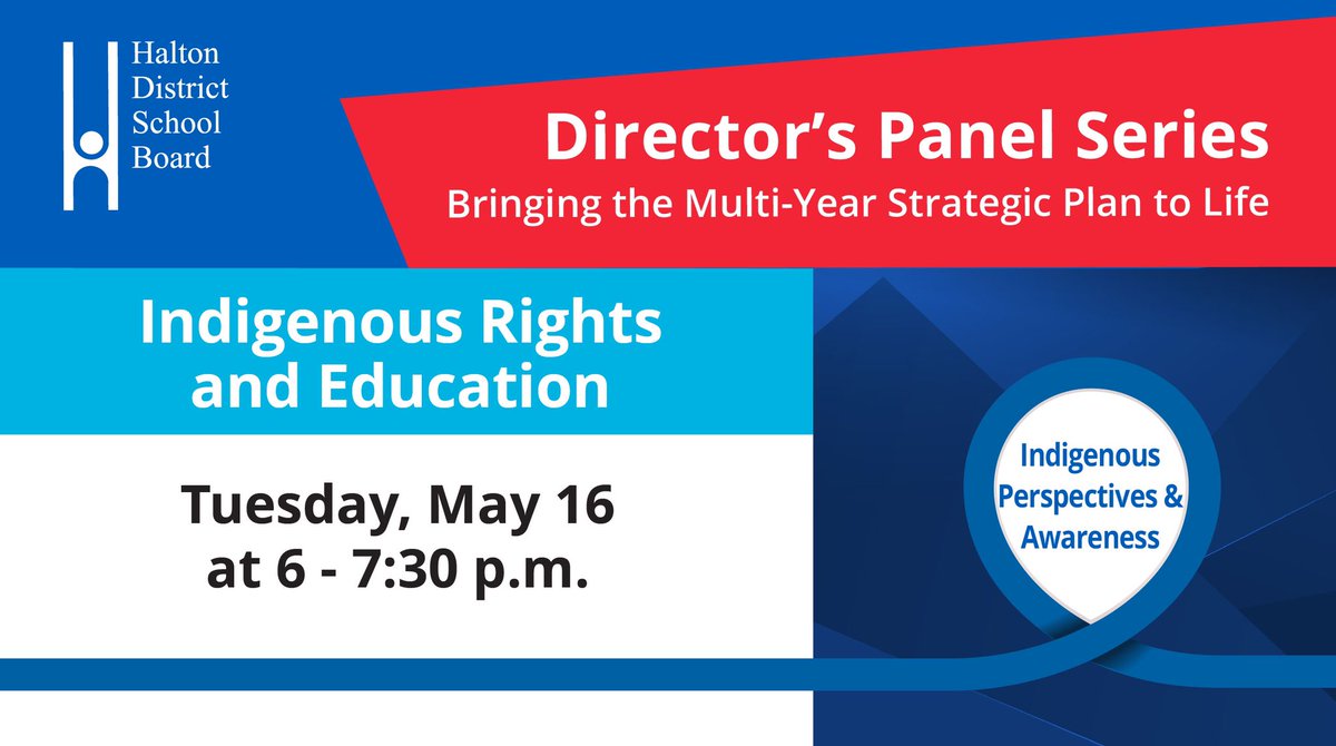 MapleGrove_PS's tweet image. #HDSB families, students, staff and community members are invited to the Director’s Panel Series on Bringing the Multi-Year Plan to Life. The final session is Indigenous Rights and Education on Tuesday, May 16 at 6 p.m.

Learn more: bit.ly/3IOl2yr