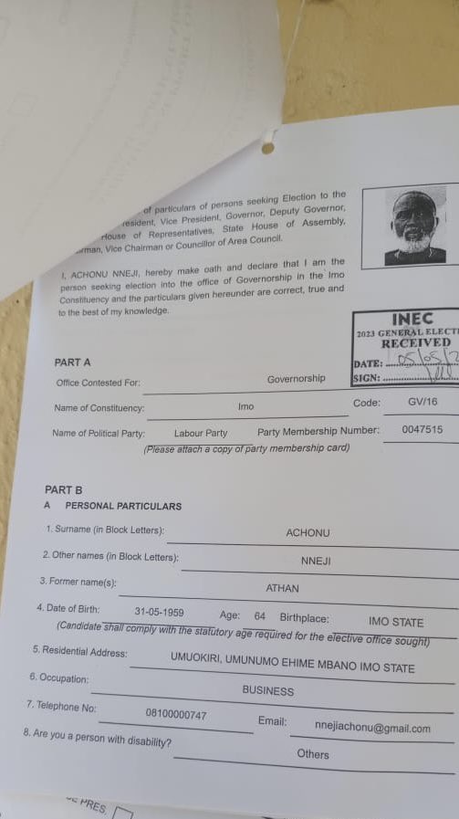 inecnigeria's tweet photo. In accordance with Section 29(3) of the Electoral Act 2022, the Commission today published the personal particulars of candidates and their running mates, nominated by 17 political parties for the Imo State Governorship election, in our State headquarters, Owerri. https://t.co/kfrvINh6CO