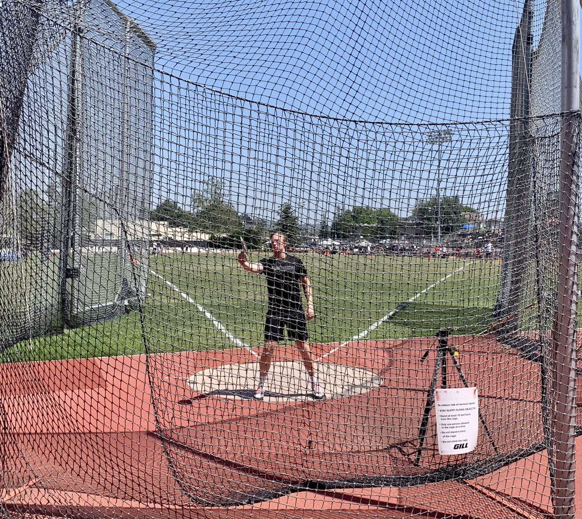 Drew Gertenrich throwing the discus at the last chance track meet Azusa Pacific University.