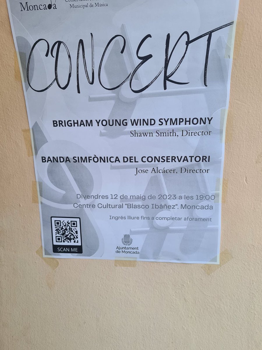 VOX_Moncada's tweet photo. Esta tarde parte del equipo de VOX Moncada ha estado en el CONCERT por BRIGHAM YOUNG WIND SYMPHONY y por Shawn Smith, Director BANDA SIMFÔNICA DEL CONSERVATORI Jose Alcácer, Director.
#cuidalamusica
#cuidamoncada
#CuidaLoTuyo https://t.co/36DFHjtXFa