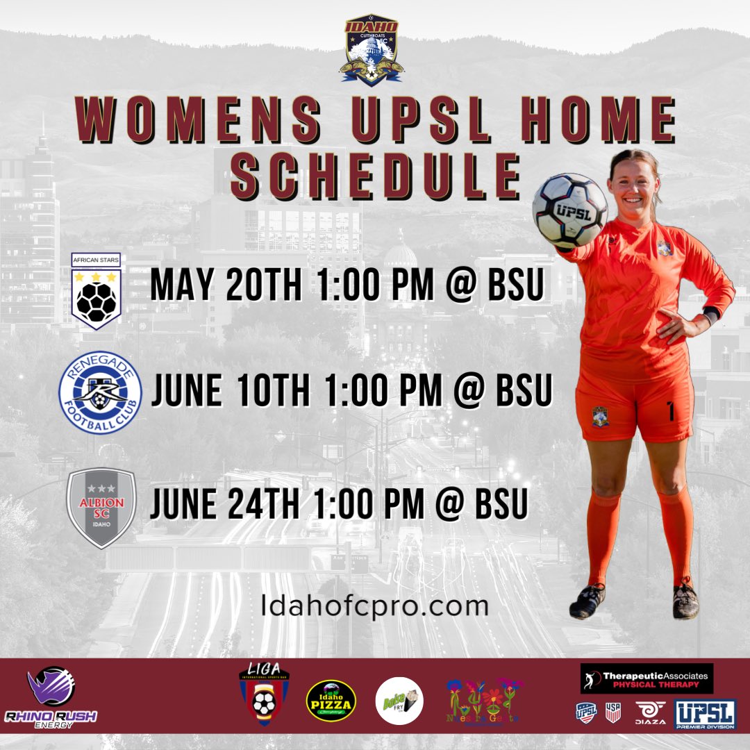 SCHEDULE RELEASES!🗓️

We are excited to announce the return of our women’s UPSL team!

We are also excited to introduce our new D1 Men’s program!

#vamoscutthroats | #weareidahosteam