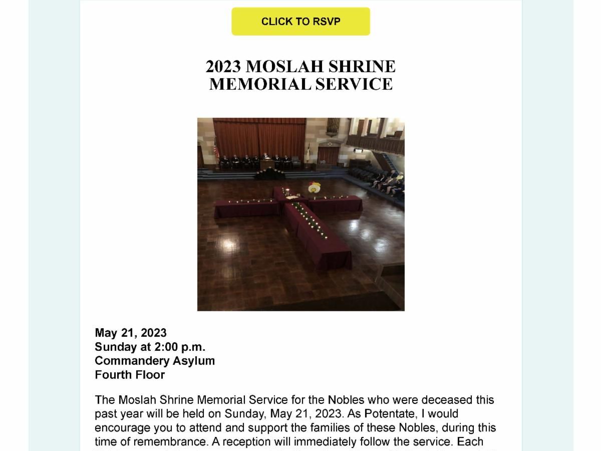 2023 Moslah Shrine Memorial Service - RSVP Online
conta.cc/3MoltkP
conta.cc/3BjRSm4