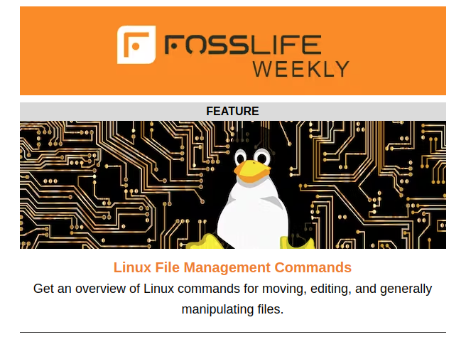 FOSSLIFE's tweet photo. Did you miss any articles from FOSSlife this week? Catch up with the FOSSlife Weekly newsletter https://t.co/nvGfLAnEbT #Linux #FileManagement #commands #OpenSource #maintainers #GooglePasskeys #GitHub #jobs #events #FOSS https://t.co/SdkbKuL3vm