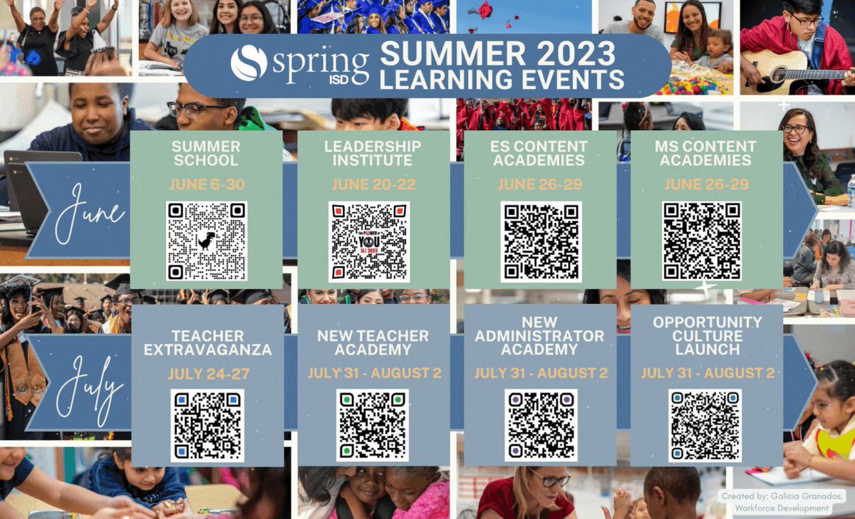 SpringISD Summer Learning Events are here! Activate the QR code under the event of choice; you will be directed to the Landing Page where you can receive more details.