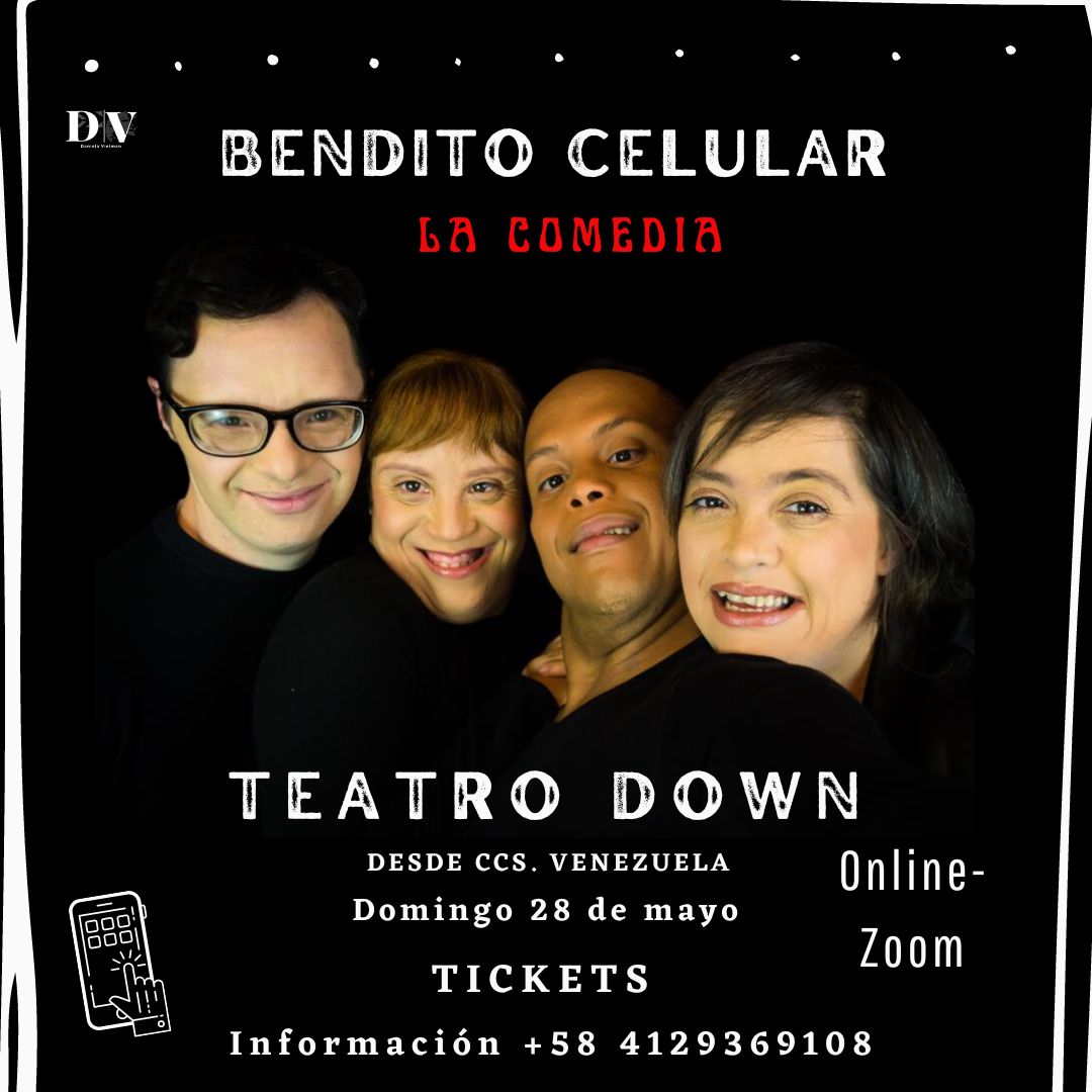 NoticiasCanali_'s tweet photo. #LoMási🎭| Obra de teatro Down "Bendito Celular" se transmitirá por Zoom, el próximo 28 de mayo a las 11:00 a.m., hora Venezuela

Es una comedia que promueve la reflexión sobre el uso del celular y la tecnología a través de cuatro divertidos personajes

👉 https://t.co/BluJqFPi4e https://t.co/6Phlz5wve6