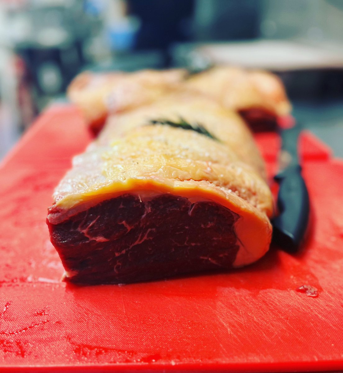 @GahanMeats  beautiful striploin for roasting for Saturday service 😘🥩🐄@No3Collon #chef #cheflife #beef