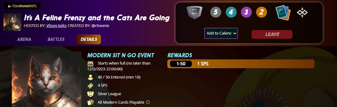 <a href="/choonie789/">The Choonie</a> <a href="/splinterlands/">Splinterlands</a> I'm in! sorry for the delay bro all my sps I have them staked I had to wait to gather 4 sps between last night and all morning today! 😉 Thanks for this initiative!