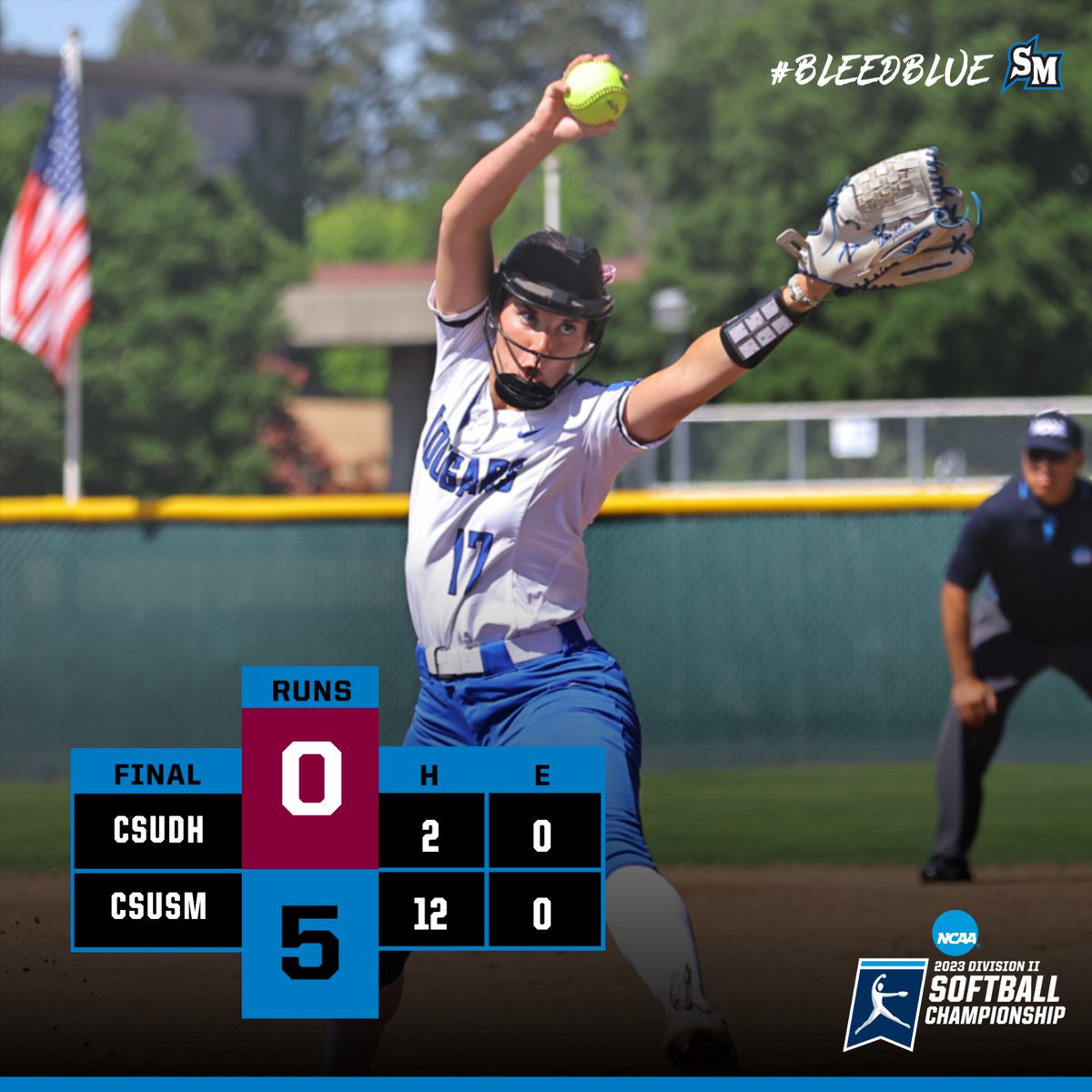COUGARS WIN!! CSUSM posted a 5-0 shutout against Cal State Dominguez Hills on Friday to advance to Saturday's West Regional Championship game in Rohnert Park. Jayline Sloss picked up the win in the circle. 
#BleedBlue