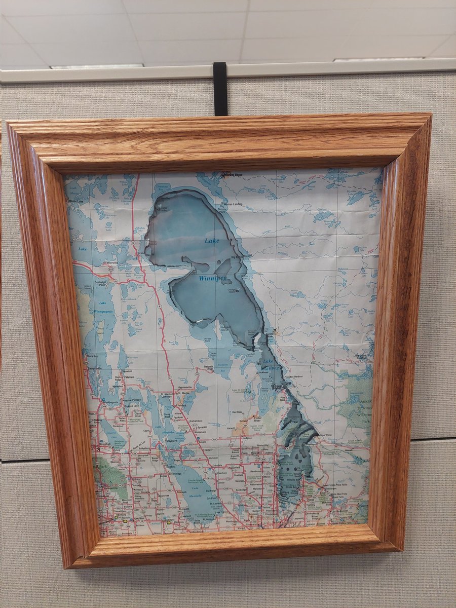 Reminds me of the homemade Lake Winnipeg 3d bathymetry map my amazing sister and her partner made for me a few years back from cutting and gluing some road maps together !