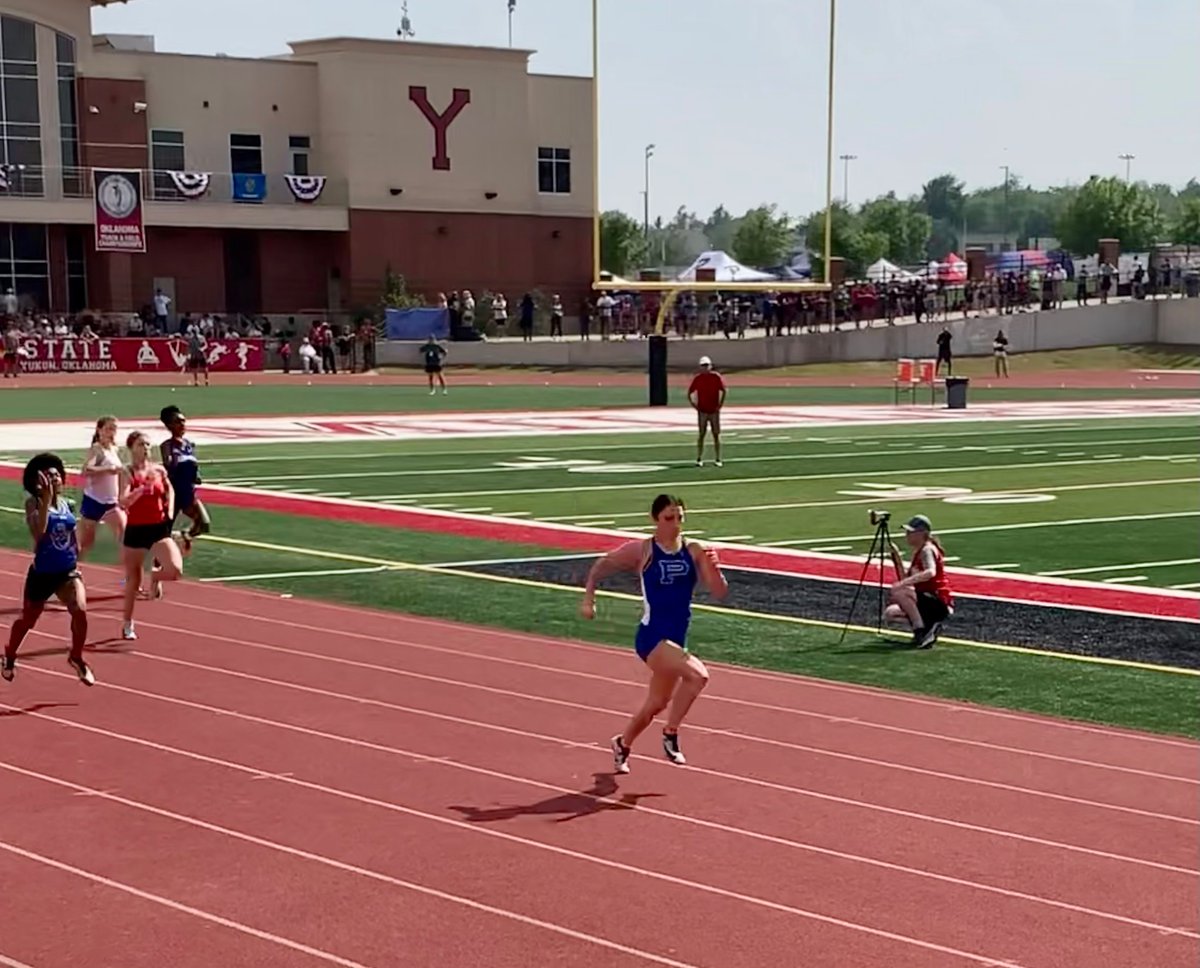 State Meet Update:
Alexis Cavin qualified for finals tomorrow in the 100/200/400…Not only did she make finals but set 🚨TWO New School Records🚨in the 200m  (24.60) and now owns the 400m Record at 58.00! That has her on the Pryor Track Record Board in the 100/200/400m! 🔥🏃🏽‍♀️🔥