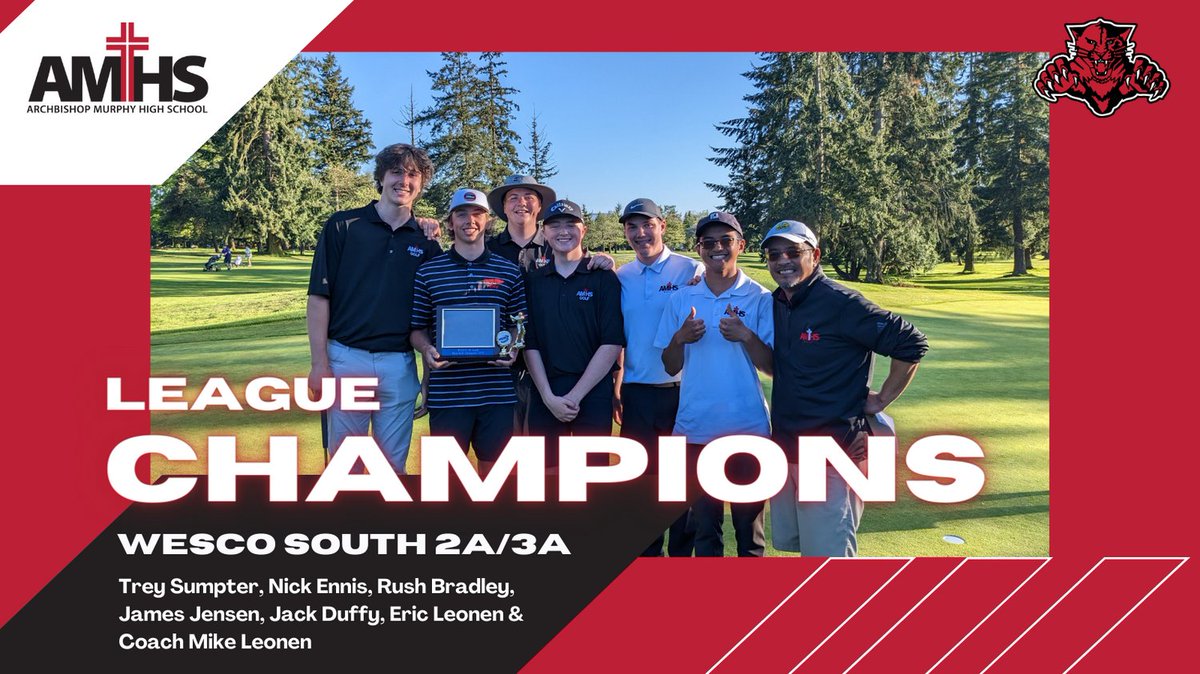 MurphyAthletics's tweet photo. Spring sports are rolling! ⛳️ Boys golf brought home the Wesco South 2A/3A League Championship yesterday! Nick scored a 2-under 69 &amp; Eric scored a 4-over 75 to lead the team to victory @ Legion Memorial GC. Rush scored 78 while Jack &amp; Trey both scored 85 for a team total of 307. https://t.co/mxRzoyymOZ