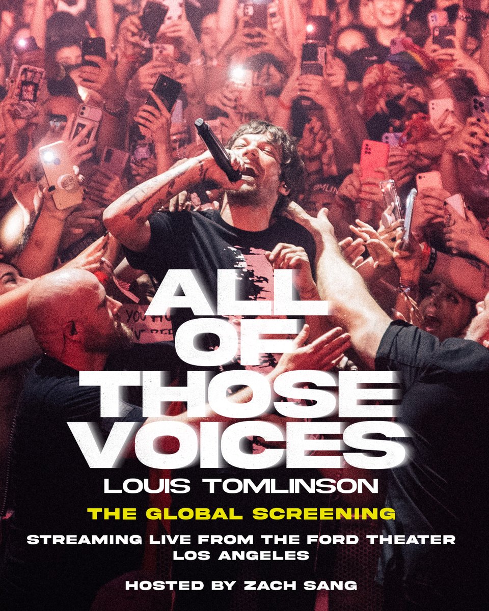 All Of Those Voices: The Global Screening. Includes a live in-depth interview with @Louis_Tomlinson and @LighteningUK, hosted by @zachsang. Streaming worldwide tomorrow. Watch live and on-demand. louistomlinson.veeps.com