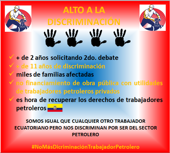 laloking19621's tweet photo. RT📲
7️⃣0️⃣2️⃣días
Presidente @VSaquicelaE
10 mil trabajadores esperamos su crucial apoyo
Debe poner fecha para 2do debate del Proyecto sobre el % de Utilidades 
Autoridades han reconocido la vulneración del #DerechoLaboral

@AsambleaEcuador
@LaboralAN
@LassoGuillermo
@VaPetrolero https://t.co/2wCMt7T6Ay