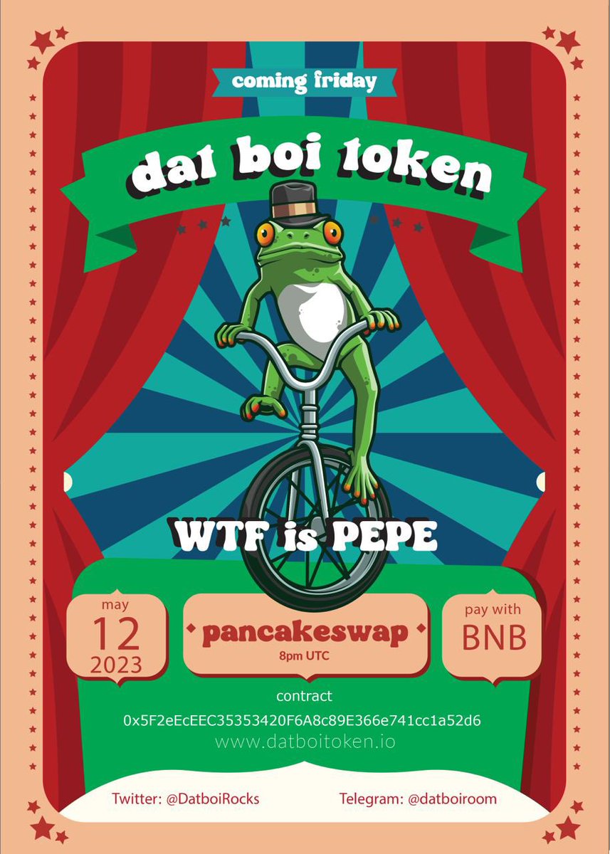This one is different, it’s a ligit old meme, no brother and sister of #pepe, this seems like it’s going to blow up, Keep an eye on it ,  am I wrong? 

Wild jump in less than an hour or release @datboitoken #datboitoken #datboi #datboivspepe