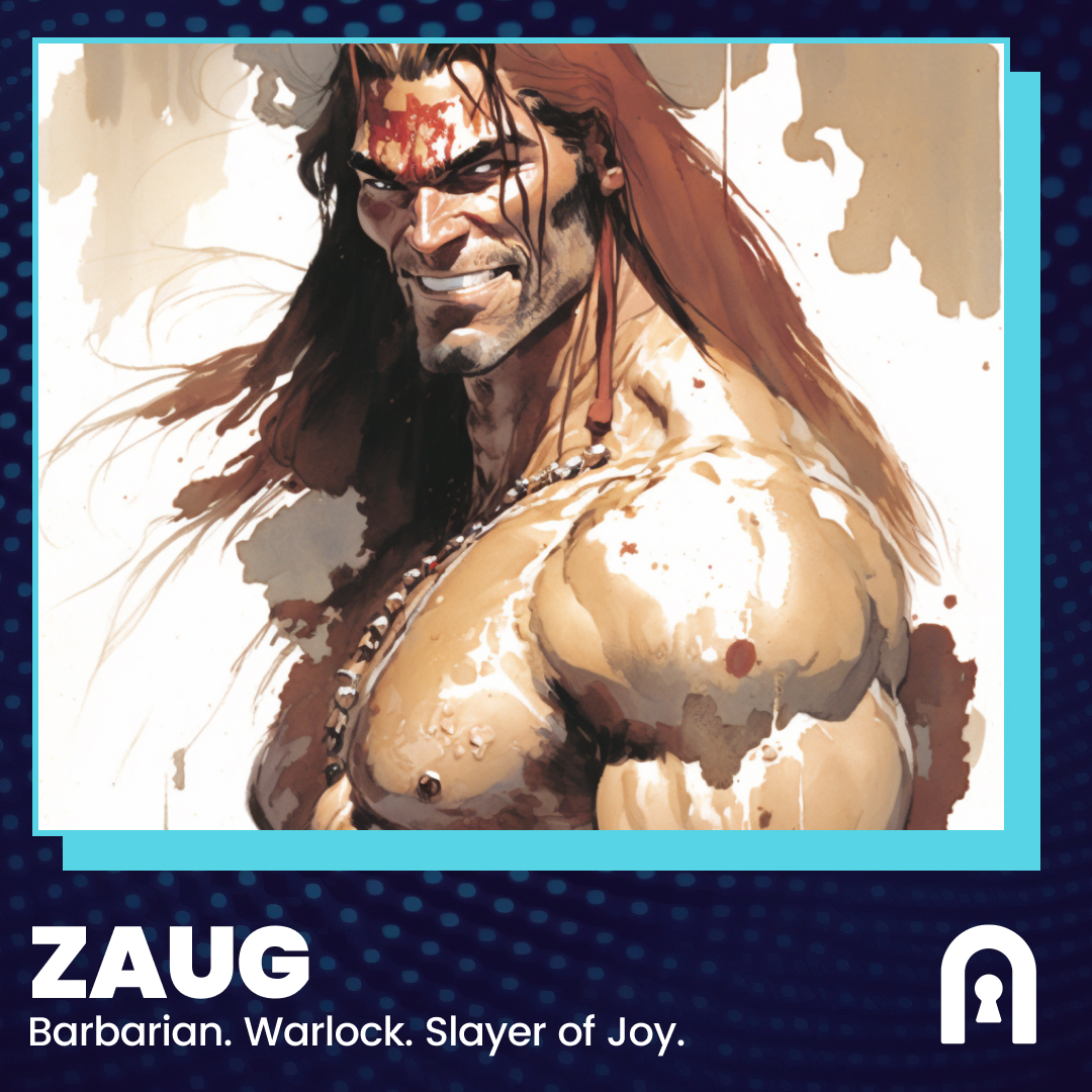 Meet Zaug, a red-eyed black knight warlock whose life’s quest is single-fold: to create chaos! There’s just one problem – he’s a good guy!

In Kadarz, a world so post-post-apocalyptic it’s become fantasy, there was once a great evil tyrant that all men feared, an evil tyrant