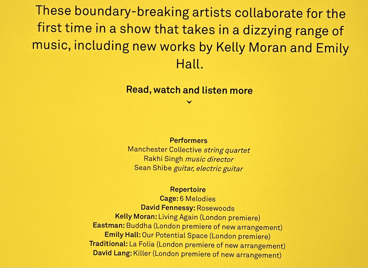 drwb12's tweet photo. Just booked a £10 ticket for this concert at @southbankcentre at 5pm tomorrow. Don’t know what to expect, but it sounds quite interesting, there are plenty of available seats, and I’m at a loose end, so hey…! 🤷🏻‍♂️ #SeanShibe #ManchesterCollective https://t.co/vp9RPKIa5a