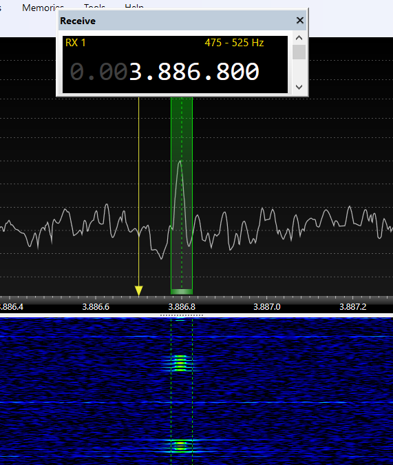geoff_mcmaw's tweet image. 3886.8 CW Interesting beacon type tx. Sends &apos;0&apos; (zero), a long gap then &apos;AAE&apos;. #unid #airspyhf Armagh 2154z