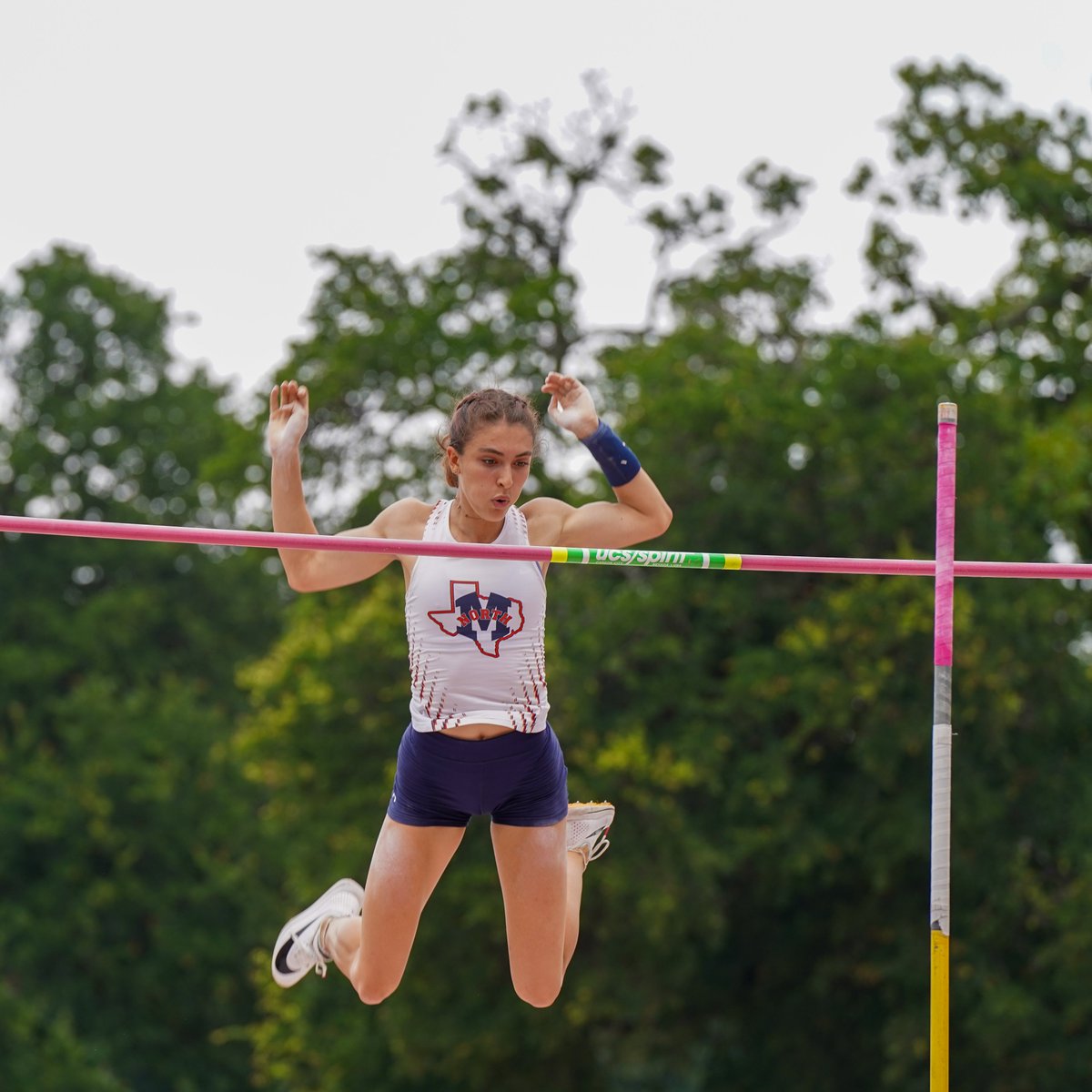 Alexandra Harber (<a href="/McKinneyNorthHS/">McKinney North HS</a>) is now the three-time state champion and 🚨new STATE RECORD holder🚨 in the Girls Conference 5A Pole Vault with her vault of 13' 9.25"!