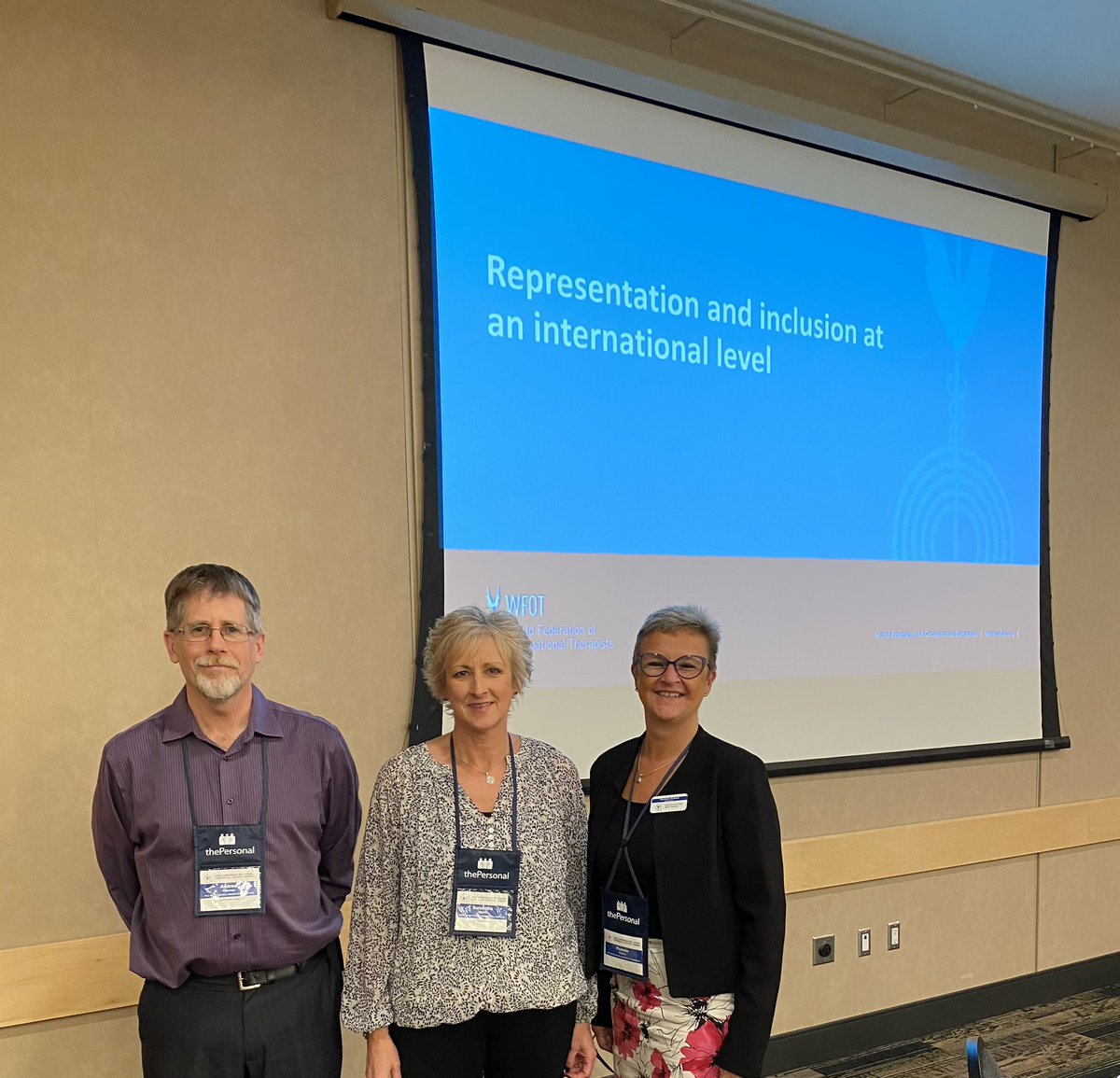 #WFOT President @otsamantha, PCo Practice Development @AndrewF02813095 & @CAOT_ACE delegate to WFOT Paulette Guitard presenting about international activities & collaborations 

#CAOT2023