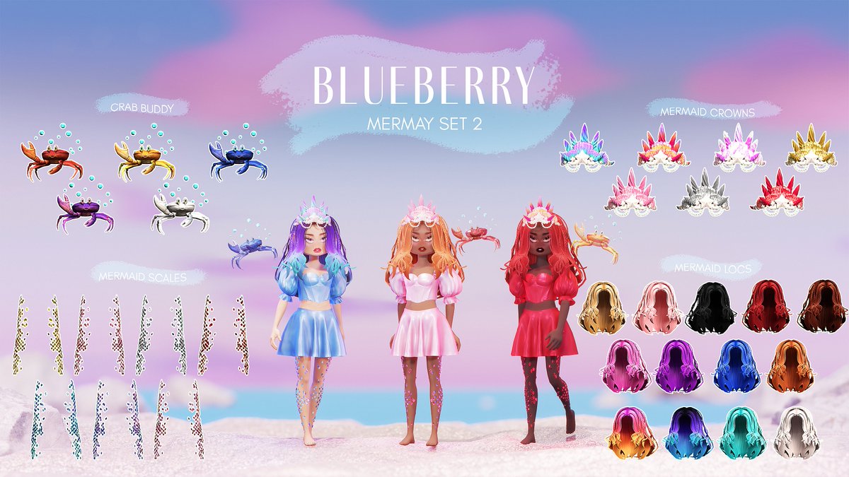 WearBlueberry's tweet image. ✨DROP ALERT✨ Part 2 of the MerMay Set is here!
More dreamy mermaid accessories for your Roblox avatar 💙
Only mermaids wake up looking this fabulous 🧜♀️
#mermay2023 #robloxfashion #robloxstyle #robloxdev