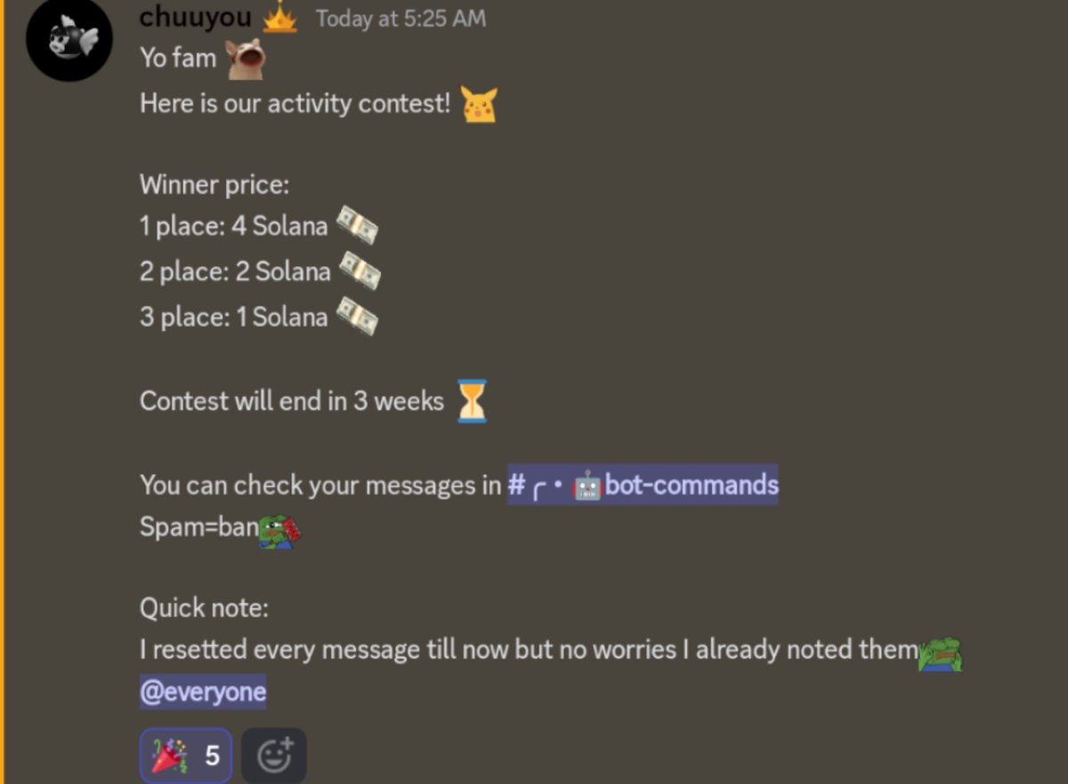 AsbarTwin's tweet photo. Activity Contest ๐7 $SOL
No Spam If you want to win
Rules :
1๏ธโฃ Follow @chuuyou_
2๏ธโฃ Rt + Like and tag friends
3๏ธโฃ More info join here (https://t.co/qwlH3qCFE3)
#Solana #Activitycontest #Giveaway #NFTs #SUI #invitecontest #Ad #SolanaGiveaway #SolanaNFTs https://t.co/KxJmVroJMe