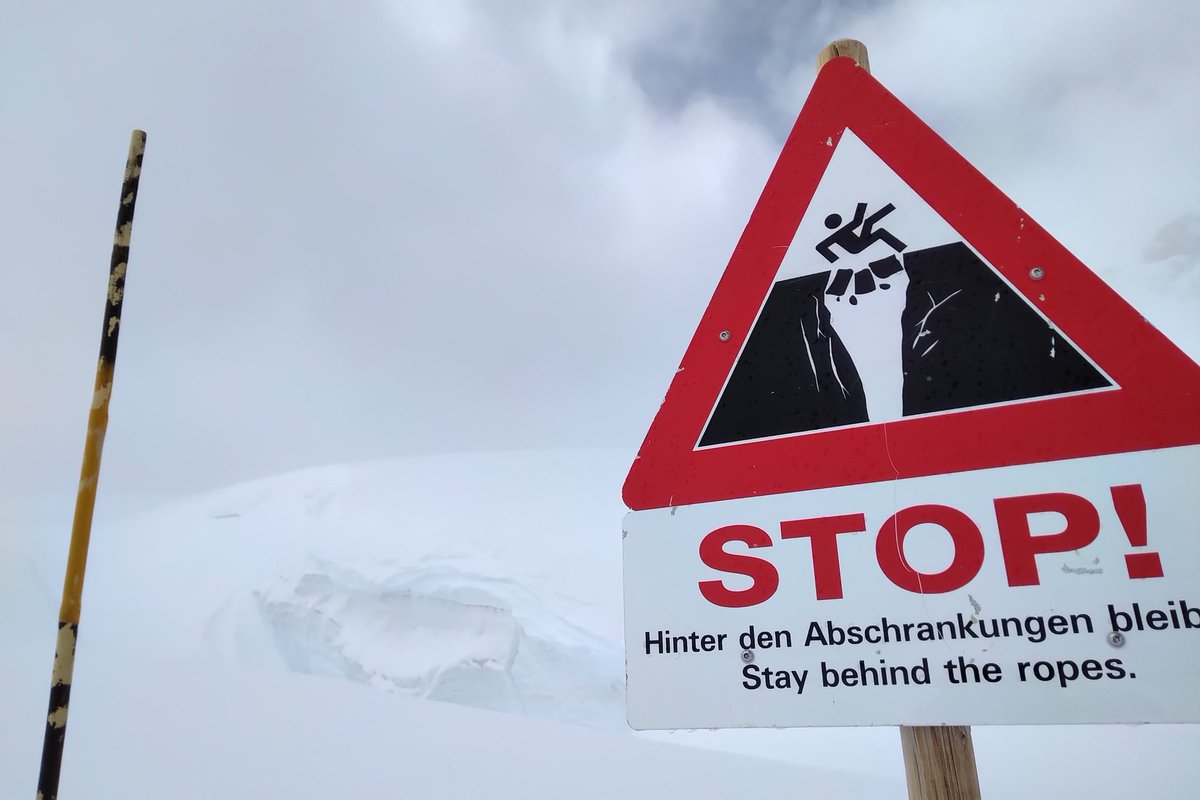 BOsterath's tweet photo. Be careful! Crevasses! https://t.co/REFGrGjt7g