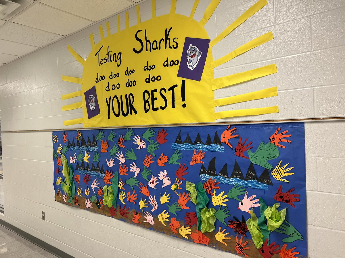 StopherSharks's tweet photo. Our younger Sharks partnered with an intermediate classroom to show encouragement for KSA. We love our community! #DynamicStopher https://t.co/KwCyBcqQO1