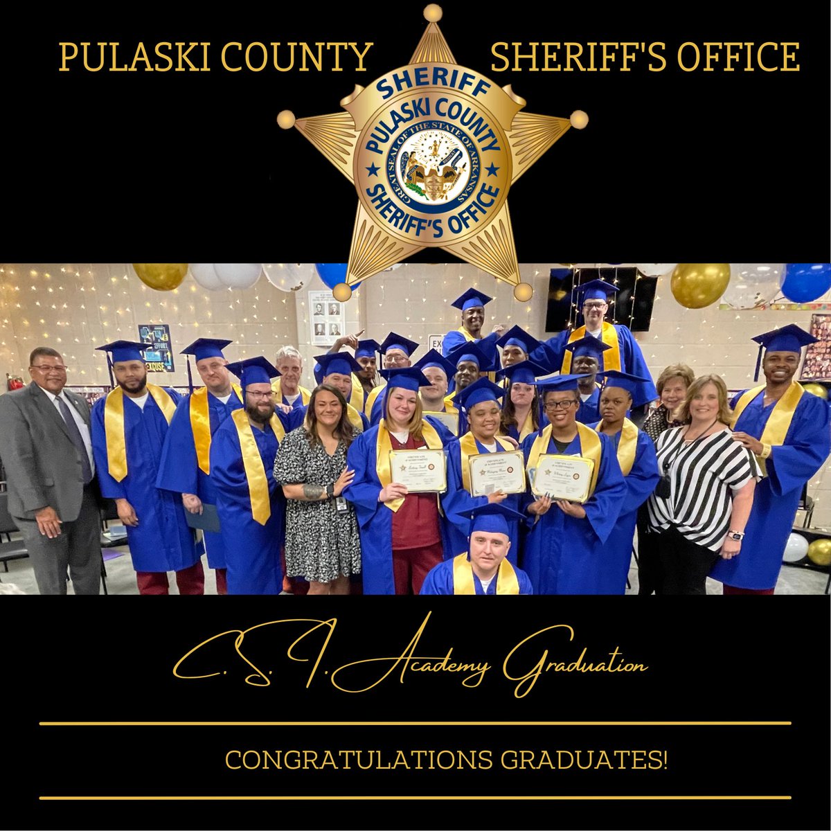 SheriffPulaski's tweet photo. Congratulations to the CSI Academy May Graduates! Sheriff Higgins and PCSO staff would like to thank all of our volunteers, mentors and staff that assisted the men and women successfully reach this milestone! #PCSONEWS #CommunityFocused #SafetyDriven #IntegrityBased https://t.co/xWqFZLwdzf
