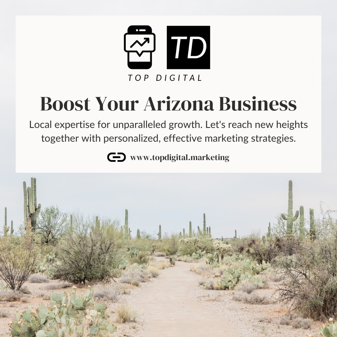 Top_Digital_AZ's tweet image. 🌵 Arizona businesses, level up with Top Digital Marketing!

We understand your local needs and are ready to supercharge your brand. 
Let's reach new heights together! 🔗topdigital.marketing 

#arizonabusiness #arizona #localaz #shopaz #phoenix #buckeyeaz #azsmallbusiness