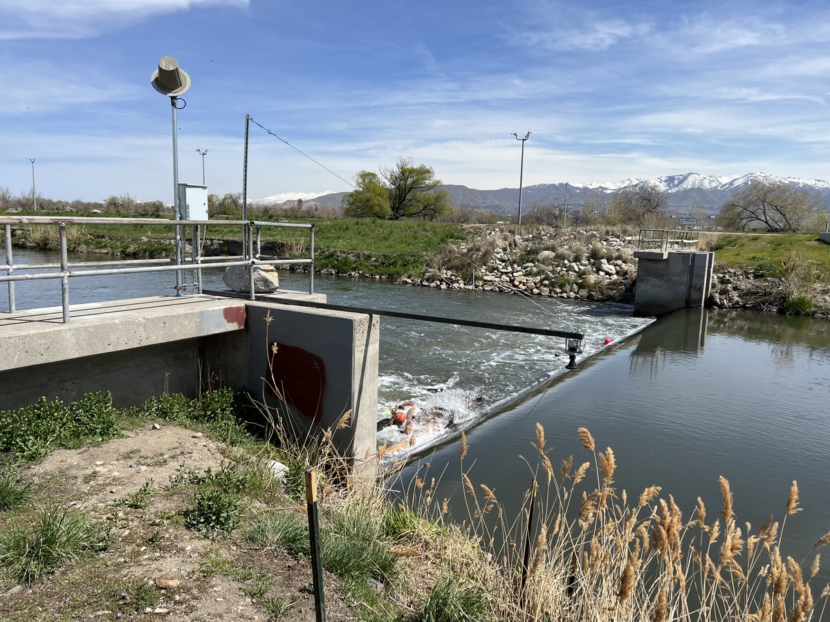 USGS_UT's tweet image. Surplus Canal in #SaltLakeCity got a new gage at the end of April. #Hydrotech adjusts the radar. Always improving. Learn more. waterdata.usgs.gov/monitoring-loc…