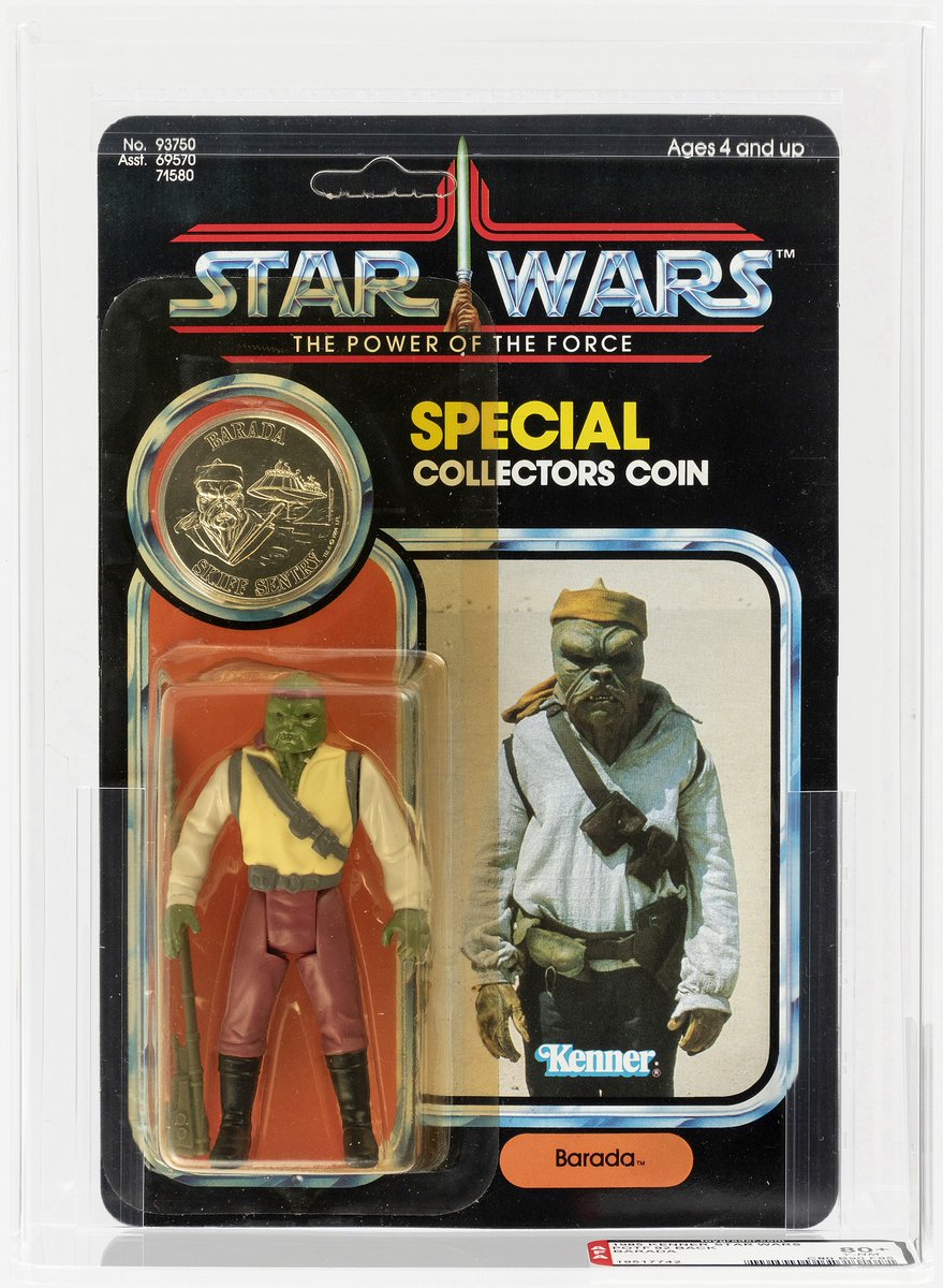 HakesAuctions's tweet photo. Still looking for the last 17 #Kenner @starwars #actionfigures for your #collection? Bidding on this #AFA 80+Y #PowerOfTheForce #Barada ends next week at @HakesAuctions! Don't miss it! https://t.co/cHOxlC5T3v
#StarWars #POTF #collector #StarWarsFans #StarWarsCollectors https://t.co/tP3oGO1cm0